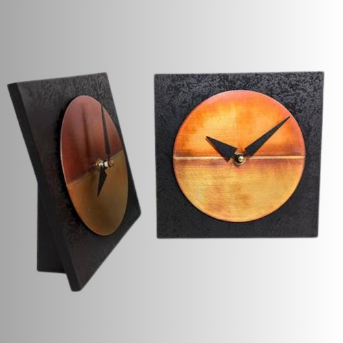 Click to view detail for LL-029 Clock, Black & Copper Desk Clock $97